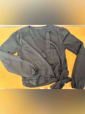 Abercrombie & Fitch Black V-Neck Wrap Top